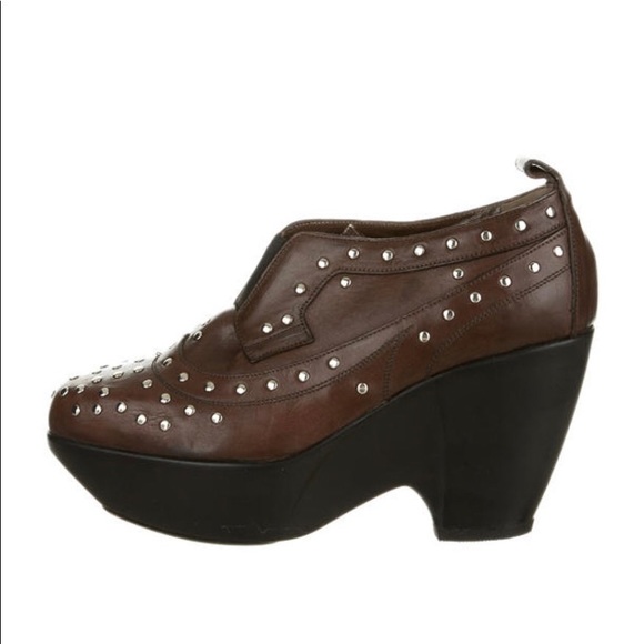 brown MARNI studded platform Leather Booties - Picture 2 of 8